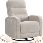 Swivel Rocker Recliner Glider Rocking Chair Nursery, Manual Swivel Recliner Chairs for Living Room, Camel Nursery Rocking Chairs Recliner, Chenille Fabric