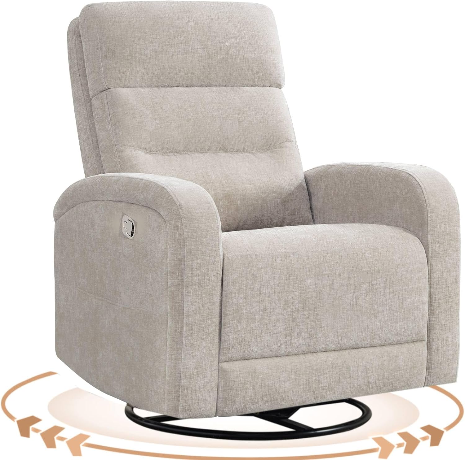 Swivel Rocker Recliner Glider Rocking Chair Nursery, Manual Swivel Recliner Chairs for Living Room, Camel Nursery Rocking Chairs Recliner, Chenille Fabric