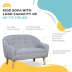 Qaba 2-Seat Kids Sofa, Toddler Sofa Couch, Linen-Like Fabric and Wooden Frame Sofa Chair for Ages 3-7, 11" High Seat, Gray