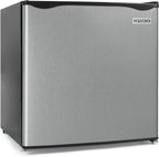 Igloo 1.6 Cu.Ft Mini Fridge with Freezer - Single Door Compact Refrigerator with Glass Shelves for Homes, Dorms & Offices - Keep Drinks & Frozen Foods Cool with Temperature Control Fridge - Platinum