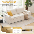 ELUCHANG 85" Modern Sofa Couches for Living Room, 3 Seater Sofa, Natural Linen Deep Seat Sofa with Upholstered Cushion&Detachable Cover, Comfy Sofa Couch for Small Space, Apartment, Beige
