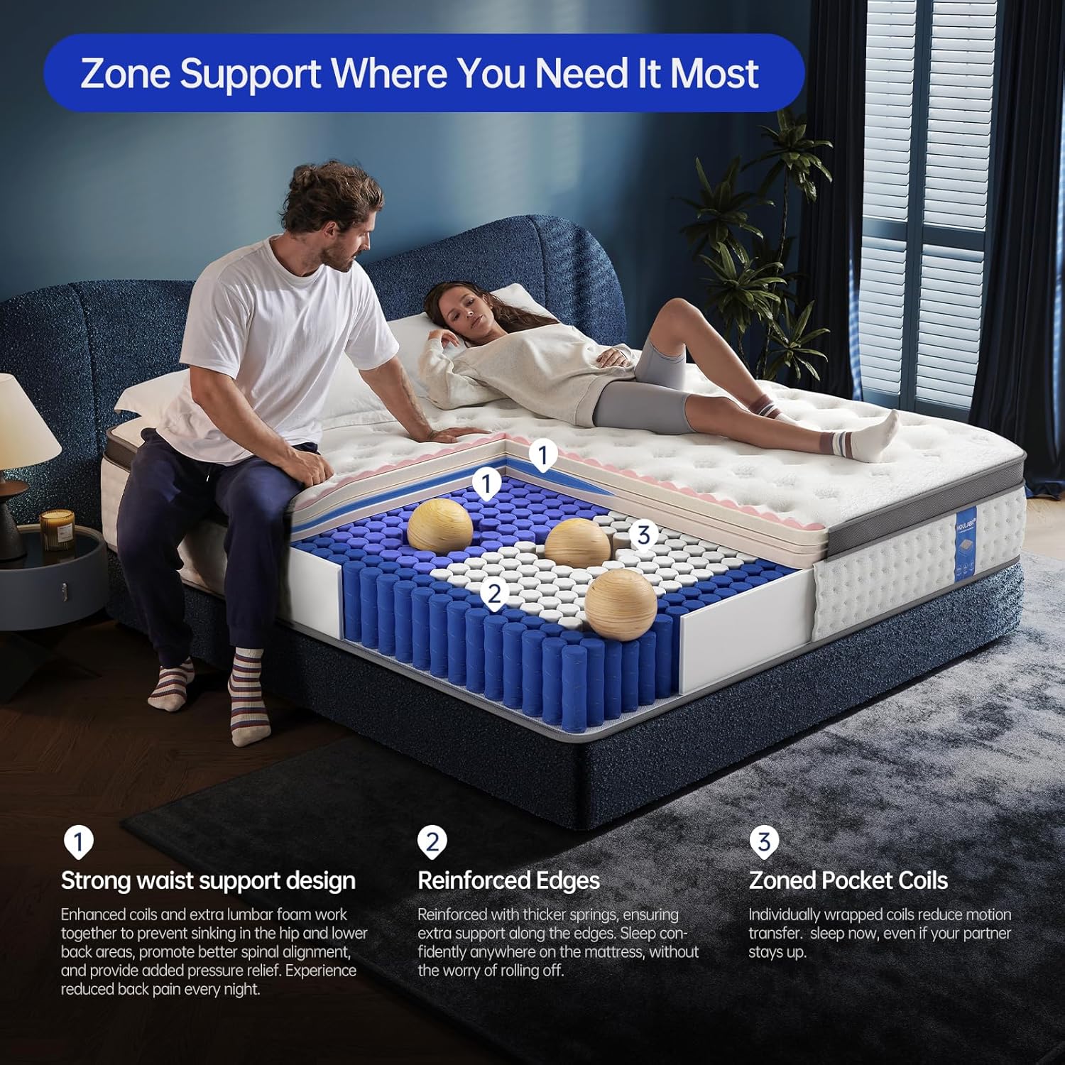 Queen Size Mattress, 14 Inch Hybrid Mattress in a Box, Gel Memory Foam Individually Wrapped Pocket Coils Innerspring Pressure Relief, Firm