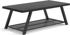 FOLUBAN Black Coffee Table with Storage, Modern Rustic Wood and Metal Coffee Tables for Living Room, 2-Tier Industrial Rectangle Cocktail Tea Table, 47 Inch