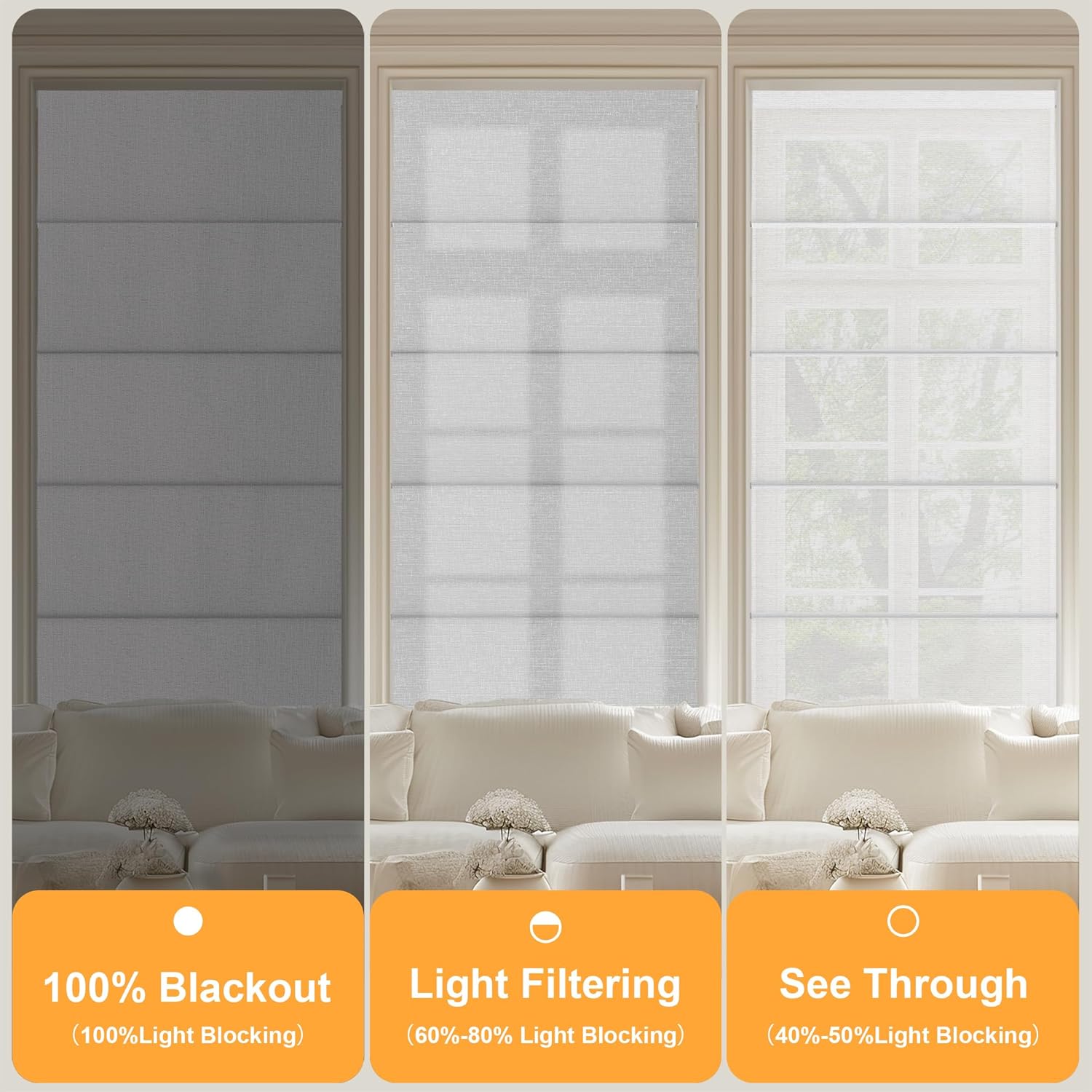 BERISSA 70% Blackout Roman Shades for Windows Cordless,Pull Down Jacquard Fabric Roman Blinds,Privacy Window Shades for Door Windows,Bedroom,Office,Easy to Install,Gray,69" W x 78" H