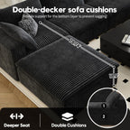 157.5" Cloud Couch Oversized Modular Sectional Sofa for Living Room,Modern Sofa with Deep Seat .8 Seater Boneless Couch with 2 Ottoman,Comfy Upholstered Couches for Apartment, Studio, Office,Black