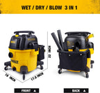 DEWALT 9 Gallon Wet/Dry VAC, Heavy-Duty Shop Vacuum with Attachments, 5 Peak HP, with Blower Function, DXV09PA
