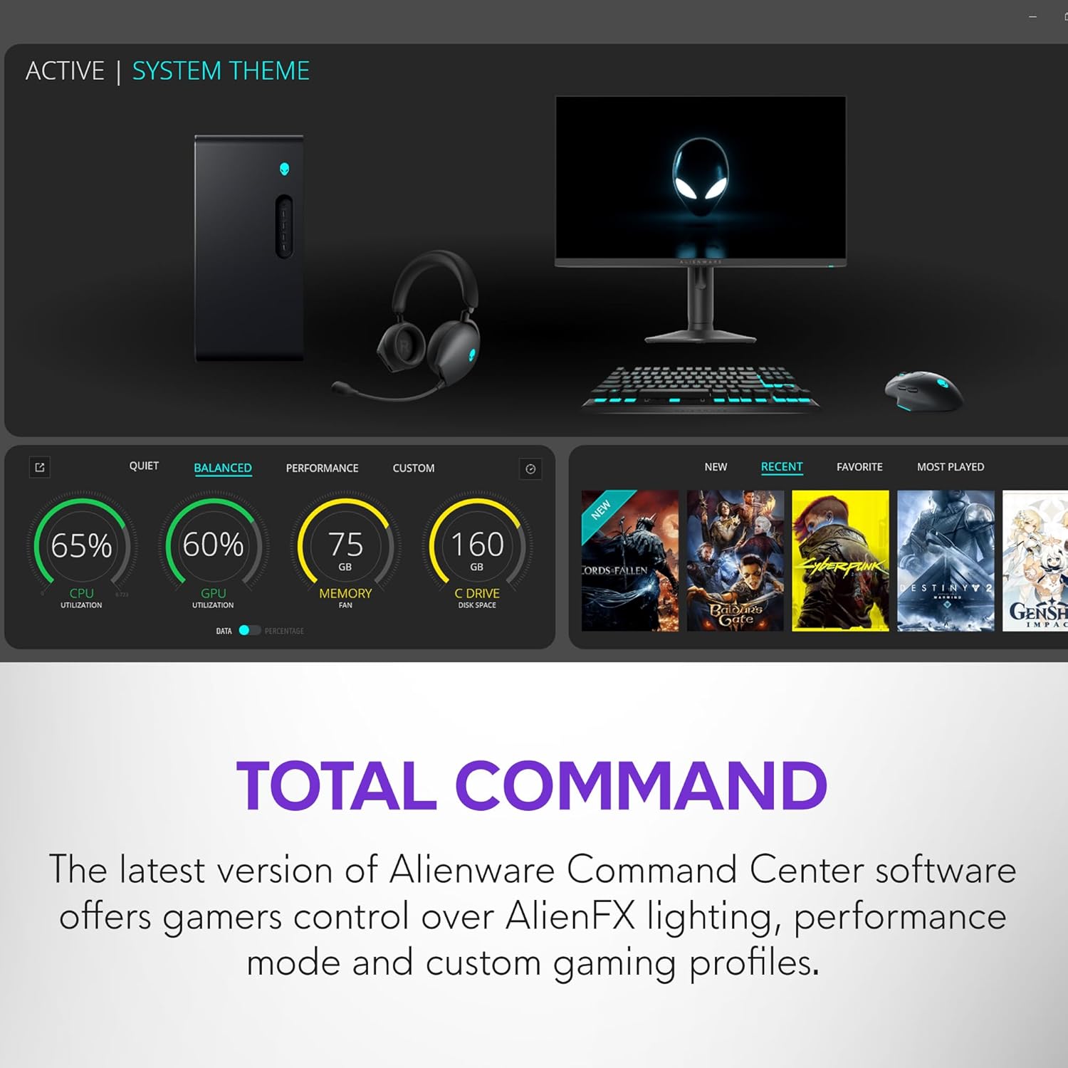 Alienware Aurora Gaming Desktop ACT1250 - Intel Core Ultra 7 265F  32GB DDR5 RAM  1TB SSD  NVIDIA GeForce RTX 5070  1000W Platinum Rated PSU  Windows 11 Home  Clear Panel - Black