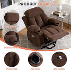 BOSMILLER Power Lift Recliner Chair with Massage and Heat for Elderly, Electric Recliner Single Sofa with Two Cup Holders, Extended Footrest, Side Pocket and USB Charge Port for Living Room