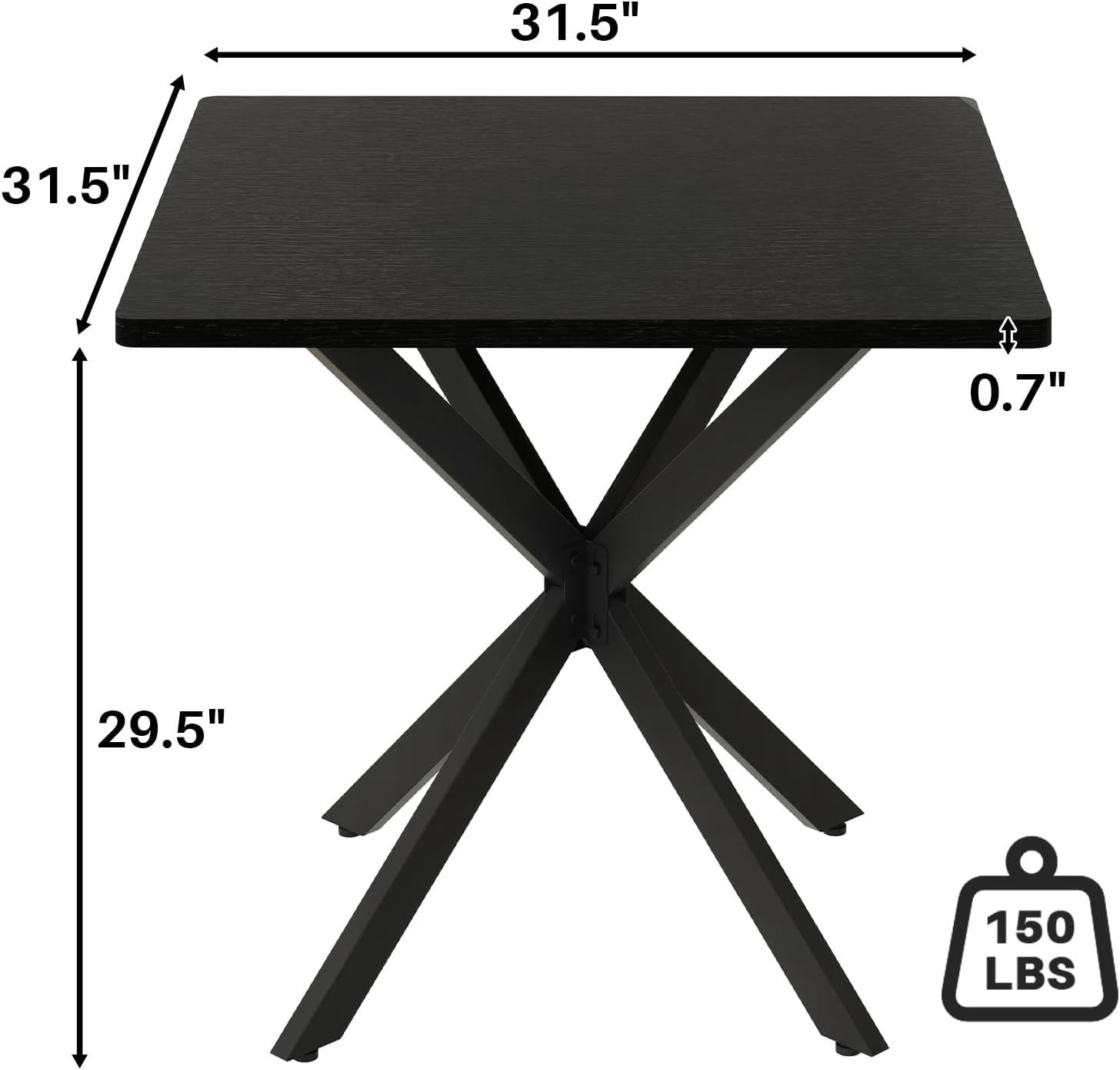 Unovivy 31.5" Small Square Dining Table for 2-4, Space Saving Kitchen Dinner Table, Industrial Compact Modern Dining Room Desk for Kitchen, Apartment, Black