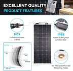160 Watt 12 Volt Extremely Flexible Monocrystalline Solar Panel – Ultra Lightweight, Ultra Thin, Up to 248 Degree Arc, for RV, Boats, Roofs, Uneven Surfaces