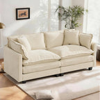 SoarFlash 77.95" Chenille Sectional Sofa, Comfy Modular Loveseat Sofa, Modern 2-Seat Couch Deep Seat Sofa Set for Living Room,Beige