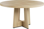 Garvee 47" Round Dining Table for 4-6 People - Circle Kitchen Dinner Table with Sturdy Pedestal Base, Space Saving Dinning Room Furniture for Living Room, Kitchen, Apartment, Natural