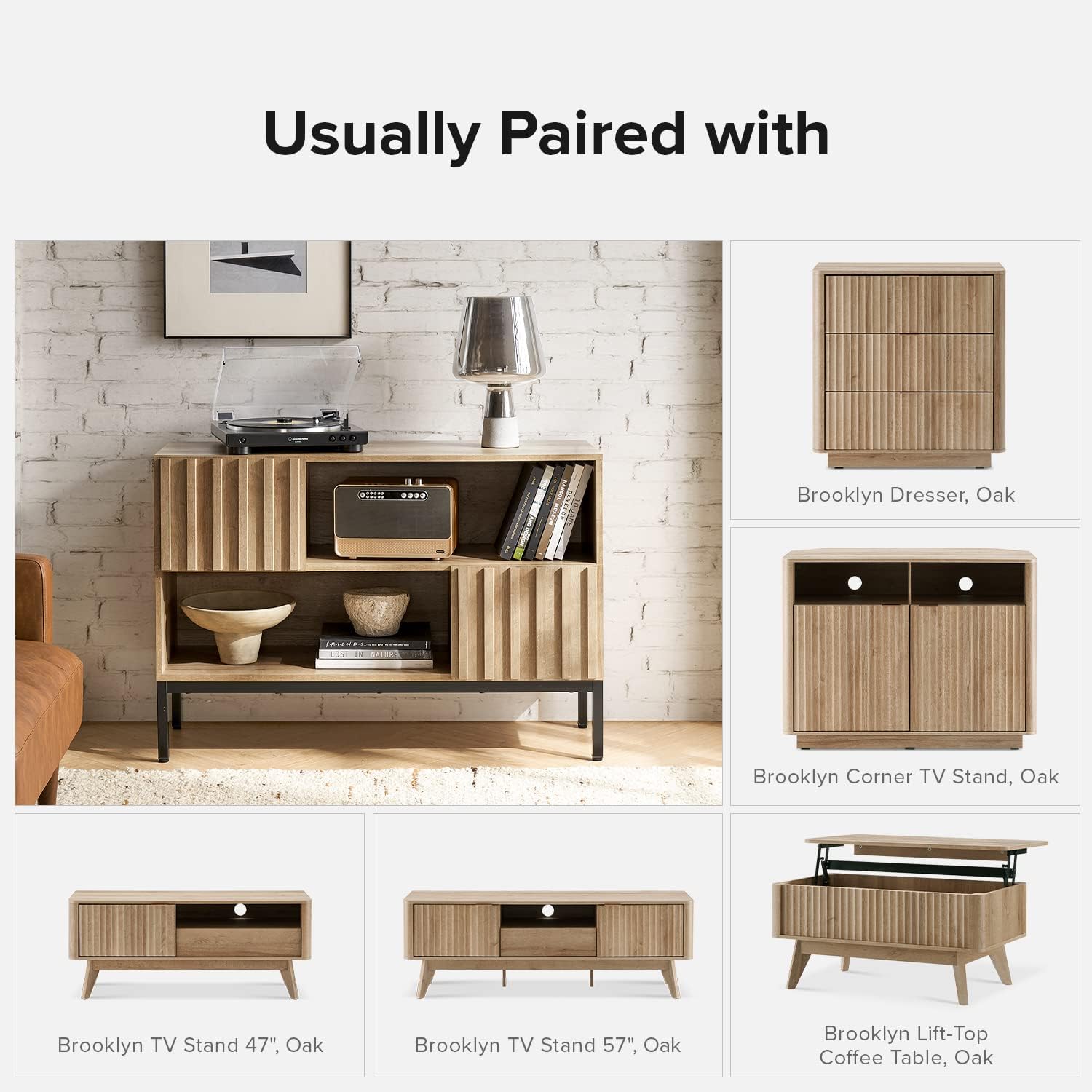 mopio Norwin Entryway Table, Sturdy Modern Rustic Industrial Farmhouse Sofa Table, Display Storage Shelf, Accent Cabinet, Oak Wood TV Stand, Entertainment Center, Media Console, Living Room (Single)