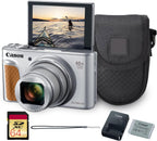 Canon PowerShot SX740 HS Digital Camera (Silver) – 20.3MP  40x Optical Zoom  4K UHD Video  Wi-Fi & Bluetooth  Compact Travel Point & Shoot (2956C001) + Bag + 64GB Memory Card