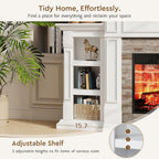 LGHM 72" Electric Fireplace with Mantel, Fireplace TV Stand for TVs Up to 80 Inch, Modern Entertainment Center with Storage, Fireplace Heater Insert with Realistic 3D Flame for Living Room