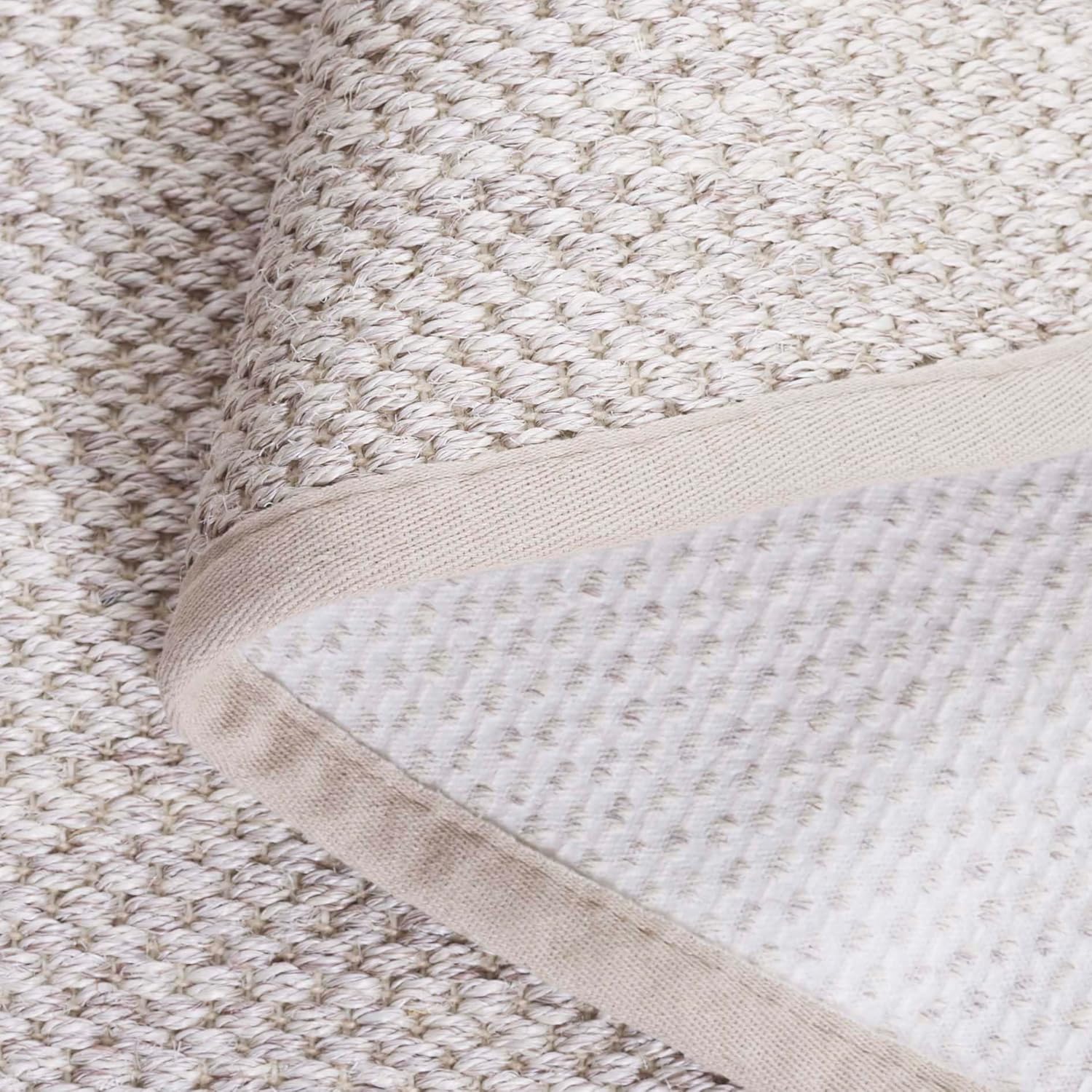 SAFAVIEH Area Rug 8' Square - Natural Fiber Collection - Marble & Beige, Sisal, Woven Design with Border (NF143C)