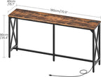 CHOEZON 70.9'' Bar Table, Kitchen Dining Table with Power Outlet and Footrest, Industrial Style, for Pub, Living Room, Rustic Brown and Black TBT08UBF