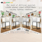 Modern Counter Height Bar Stools,Bar Stools Set of 3,Fabric Upholstered Barrel Barstools with Backs,26'' Kitchen Island Chairs,Metal Black Frames,Snowy White Linen