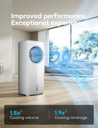 Windowless Portable Air Conditioner, 26.1" Small Evaporative Air Cooler for Room No Window, 3-Speed Settings, 4 Modes, 7H Timer, Remote Control, 4 Ice Packs, Quiet AC Unit for Bedroom, White