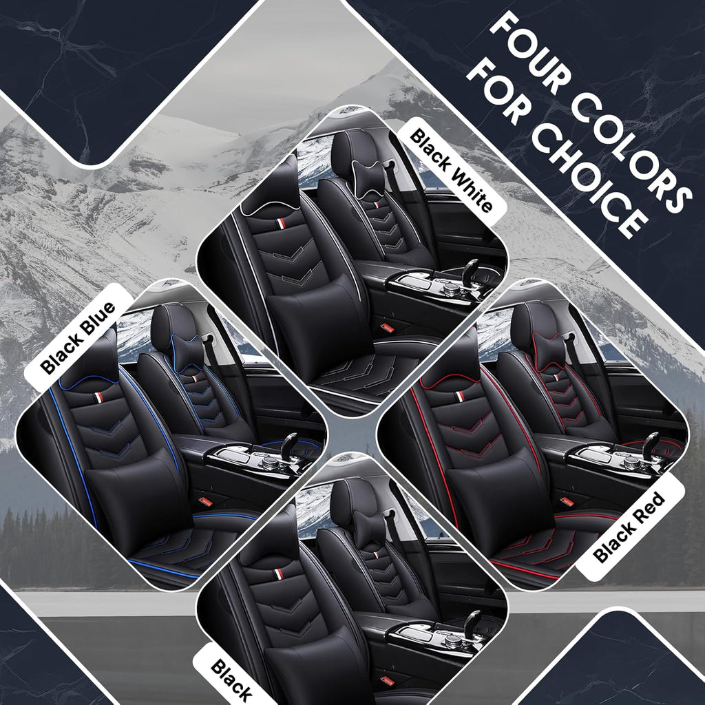 Car Seat Cover 6 Seats for Ford Explorer 2000-2025, Waterproof Durable Premium Leather Car Seat Protector, Comfortable Anti-Slip Stylish Sport Seat Cover(6 Seats Luxury,Black Blue)