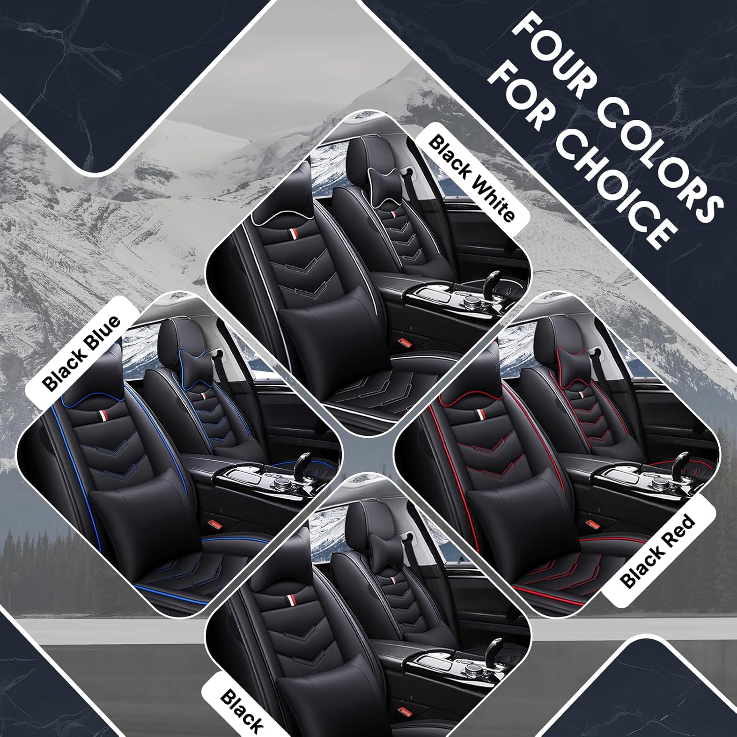 Car Seat Cover 6 Seats for Ford Explorer 2000-2025, Waterproof Durable Premium Leather Car Seat Protector, Comfortable Anti-Slip Stylish Sport Seat Cover(6 Seats Luxury,Black Blue)