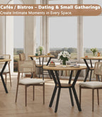 Round Kitchen Tables for 2-4, 31.5" Small Dining Tables with Storage, Rustic Wood Circle Dinner Table with Metal Leg, Farmhouse Dinner Table for Small Space, Dining Room, Kitchen, Office, Apartment