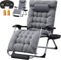 Homall Oversized Zero Gravity Chair, 32In Recliner Lounge Chair with Removable Soft Cushion and Cup Holder, Adjustable Anti Gravity Chair Folding Patio Chairs Padded for Indoor and Outdoor, Grey