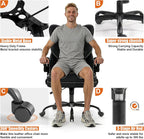 Ergonomic Office Chair with Flip-up Armrests 300lbs,Middle-Tall Computer Office Desk Chair with Lumbar Support,Executive Leather Chair with Rocking Function Adjustable Height for Home Office