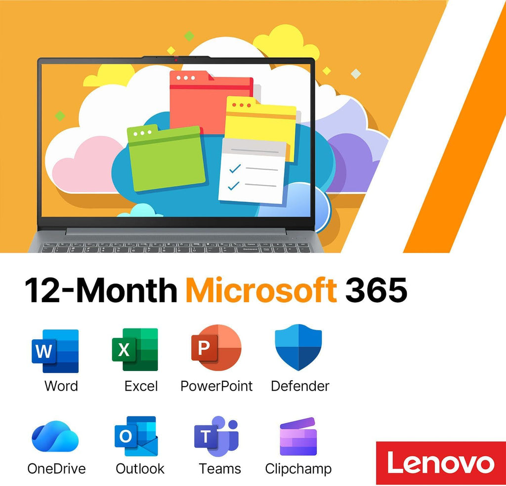 Lenovo IdeaPad Slim 3i 15.6" FHD Laptop • Microsoft Office 365 • 1.1TB Storage • LPDDR5 • Intel 4 Cores • 128GB SSD and 1TB Cloud • WiFi 6 • Military-Grade • Windows 11 no Mouse • Essential Laptop