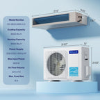 DELLA 9,500 BTU Concealed Ducted Mini Split Air Conditioner, 19.6 SEER2, Energy Star, Pre-Charged, 230V Inverter Heat Pump System, Work with Alexa and Wifi, 16.4ft Installation Kit & Thermostat
