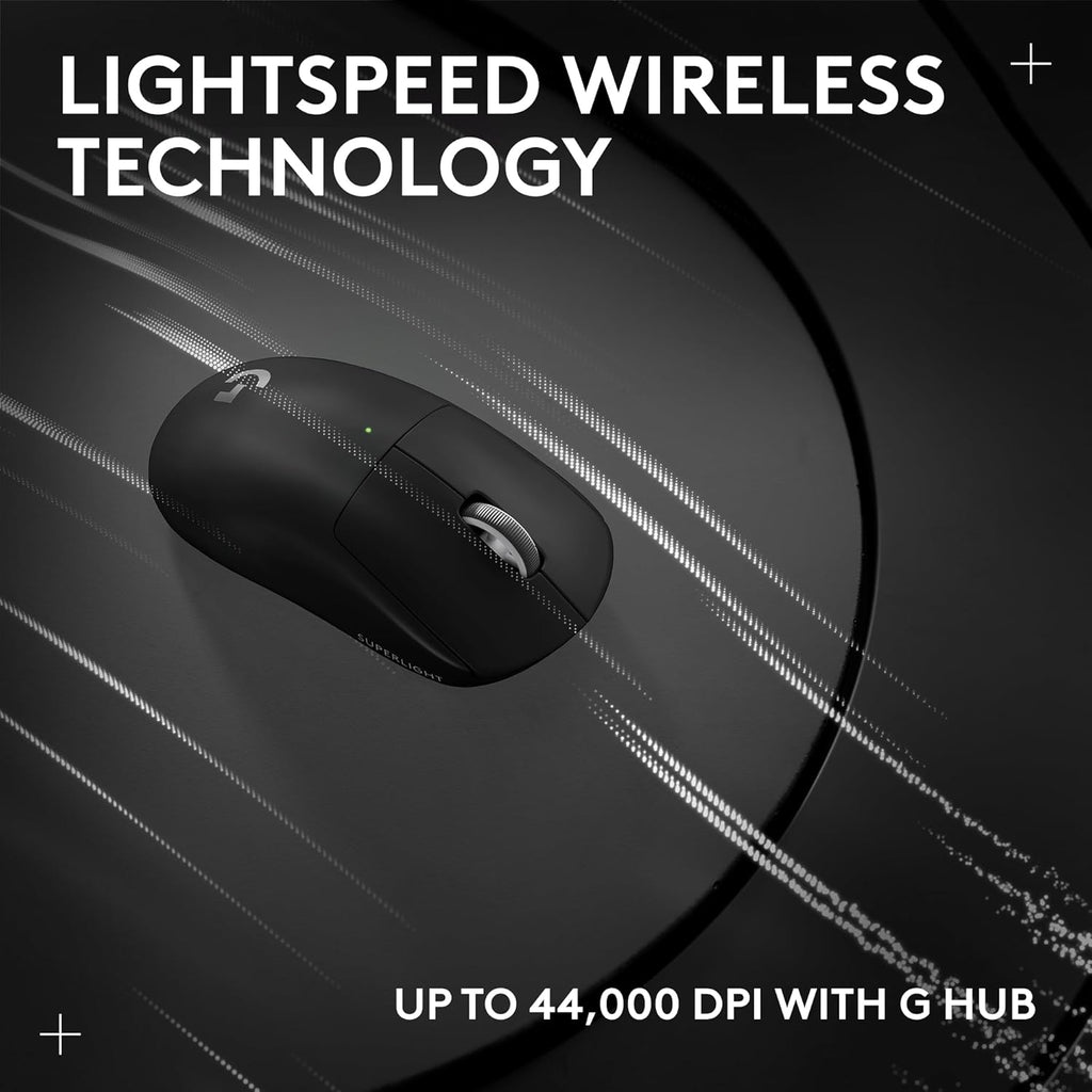 Logitech G PRO X Superlight 2 Wireless Gaming Mouse, 60g Pro-Grade with 5 Programmable Buttons, 44k DPI Sensor, 8kHz Report Rate, USB-C Charging for PC/Mac - Black