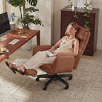 Cross Legged Office Chair with Pets Friendly Arms, Plus Size Criss Cross Desk Chair, Big and Tall Office Chair with Foot Rest, Reversible Armrests & Wide Seat, Brown