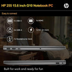 HP 255 G10 Laptop for Home or Work - Microsoft Office 365 for Web - 15.6" Full HD - Ryzen 3 7330U (Beat Intel i5-1135G7) - 16GB RAM - 256GB SSD - HDMI - USB-C - Windows 11 w/o Mouse