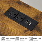 24" Farmhouse End Table Set of 2 with Charging Station and Mesh Barn Door, Rustic Wood Nightstand with Storage Shelf for Living Room & Bedroom, Navy Blue