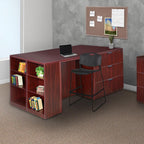 Regency Legacy Stand Up Desk/ 3 Lateral File Quad with Bookcase End- Mahogany