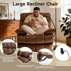 Euthymia Oversized Recliner Chair, Heavy Duty Recliner Chairs for Adults 400LBS, Large Recliner Chair, Extra Wide Recliners for Living Room, Brown