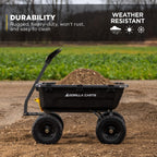 Gorilla Carts 7GCG-NF Heavy-Duty Poly Dump Garden Cart with No-Flat Tires  7 Cubic Feet  1200-Pound Capacity  Black  Amazon Exclusive