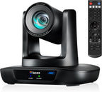 4K UHD PTZ Camera AI-Auto Tracking, 20X Optical Zoom, USB3.0/HDMI/LAN PoE, IP Live Streaming, PTZ Conference Room Camera for Church Services Education Conference Events, Work with YouTube OBS