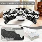 1OO% Waterproof Sectional Couch Covers for Dogs L Shaped Corner Sofa Cover Washable Chenille Sofa Slipcovers Blanket Modern Jacquard Pet Furniture Protector (91"x252", Black Forest)
