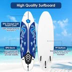 Giantex Surfboard, 6 Ft Stand Up Surfing Board w/ 3 Detachable Fins, Safety Leash, Non-Slip Lightweight Foam Surfboard for Kids, Teenager, Adults