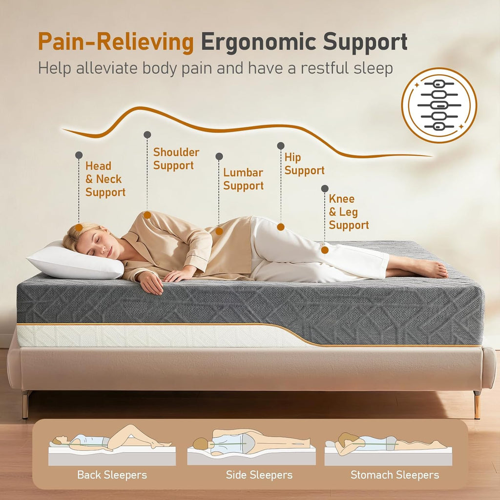 Extra Firm RV Mattress 10-Inch: Extra & Medium Firm Dual Firmness Flippable, Double Sides Sleep Memory Foam Mattress for Back Pain, Removable Ice Silk Cover, CertiPUR-US Certified, Short Queen 75x60