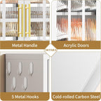 9-Tier Large Metal Shoe Storage Cabinet with Fluted Acrylic Doors & 8 Adjustable Shelves, Holds 27-36 Pairs, 67" Tall Shoe Organizer Rack for Entryway, Hallway, Cloakroom (White)