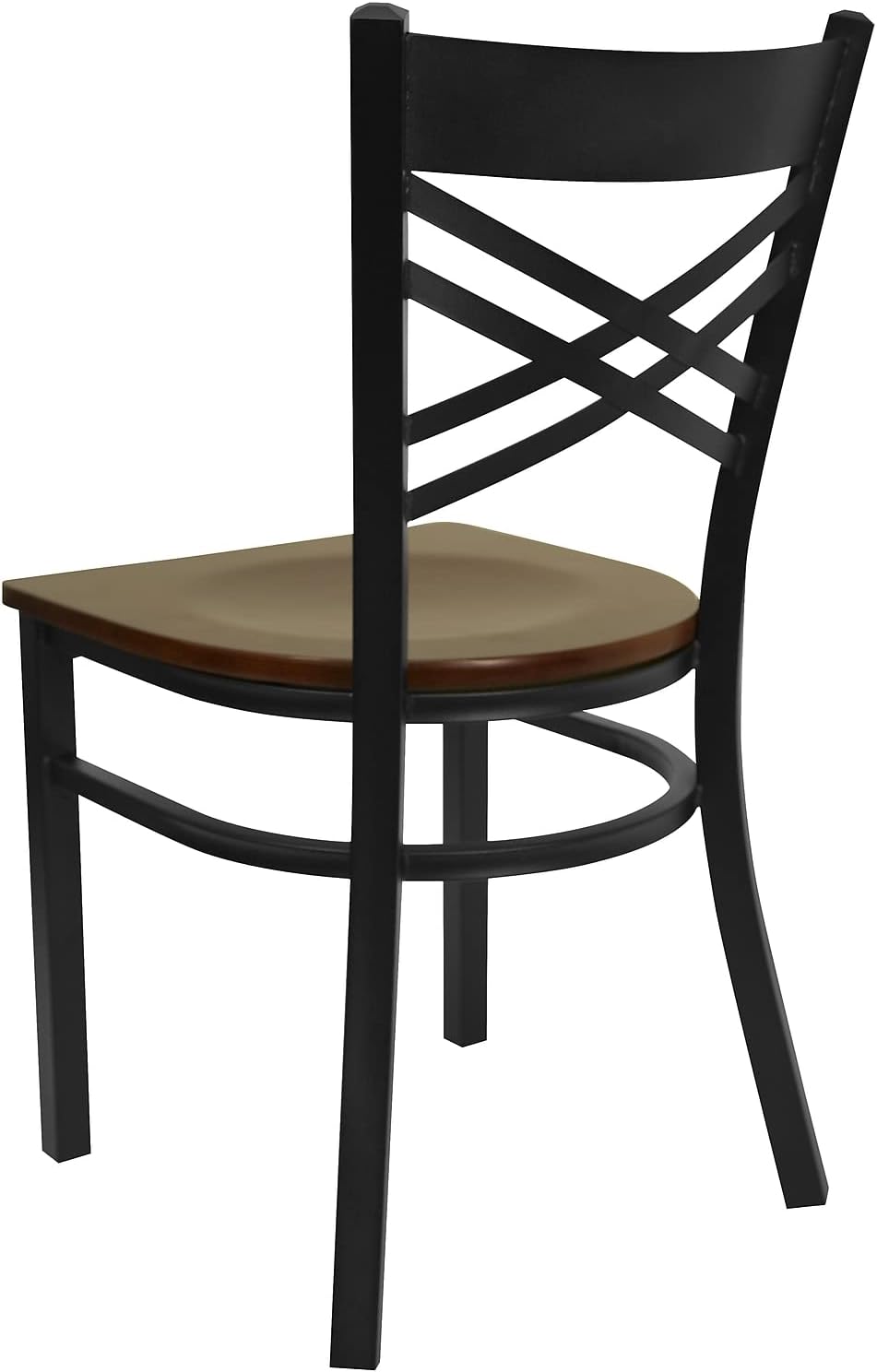 Flash Furniture 2 Pack HERCULES Series Black ''X'' Back Metal Restaurant Chair - Mahogany Wood Seat
