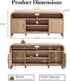 TV Stand for TVs Up to 65'' - Unique Curved Profile, FSC-Certified Wooden Board Entertainment Center with Adjustable Shelves and Storage Cabinet Modern Media Console for Living Room