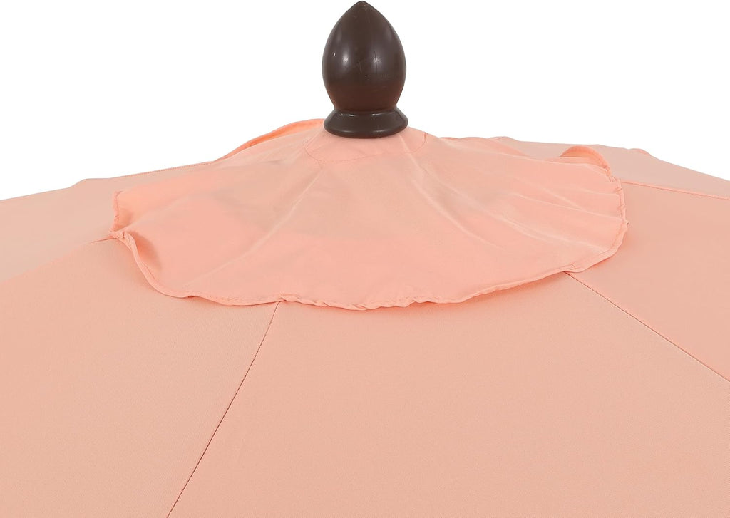 JONATHAN Y UMB1001 Collins 9 ft. Classic Cottage Tassel Market Patio Umbrella with Auto-Tilt  Crank  Wind Vent and UV Protection