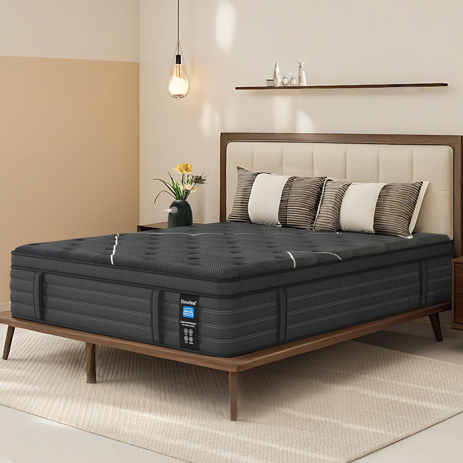 Extra Firm King Mattress .14 inch Gel Memroy Foam Hybrid Mattress for Extra Lumbar & Hip Support - Foam Encased Solid edge - Extra Firm Dual Side Flippable - Fiberglass-Free, CertiPUR-US Certified