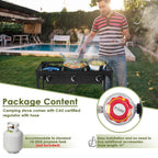 Portable 225000 BTU 3-Burner Propane Camping Gas Stove For Outdoor
