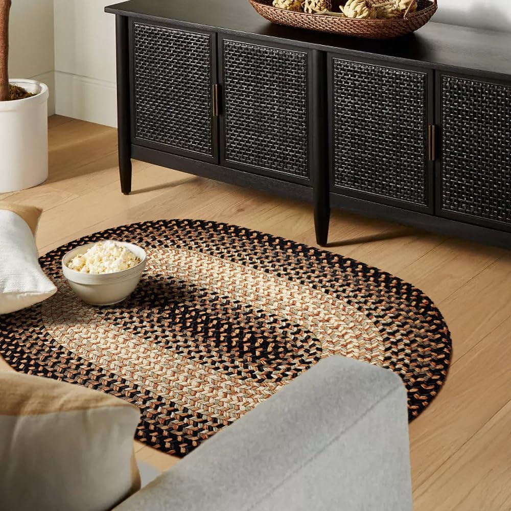 EastEnd EL83 Charcoal 7' x 9' Oval - Braided Area Rug, Home Decor, Floor Mat or Bedroom Rug - Easy Care, Ideal for High Traffic Areas in Hallway and Living Room - Made in USA