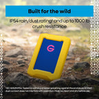 1TB G-Drive ArmorATD Rugged, Durable Portable External HDD, Up to 130MB/s, USB-C (5Gbps), USB 3.2 Gen 1 – SDPHE1G-001T