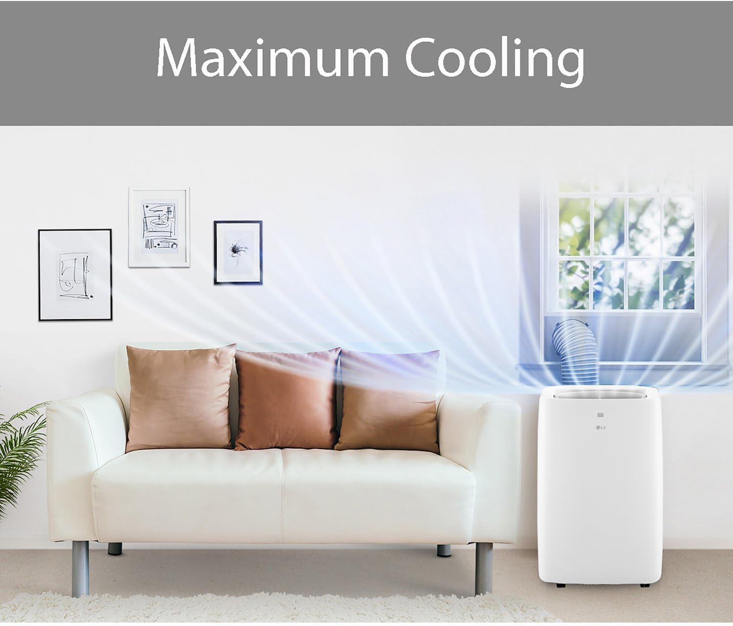 LG 6,000 BTU DOE 8,000 BTU ASHRAE Portable Air Conditioner, 115V, Cools 250 Sq.Ft. (10' x 25' Room Size), Quiet Operation, LCD Remote Control, and Window Installation Kit, White
